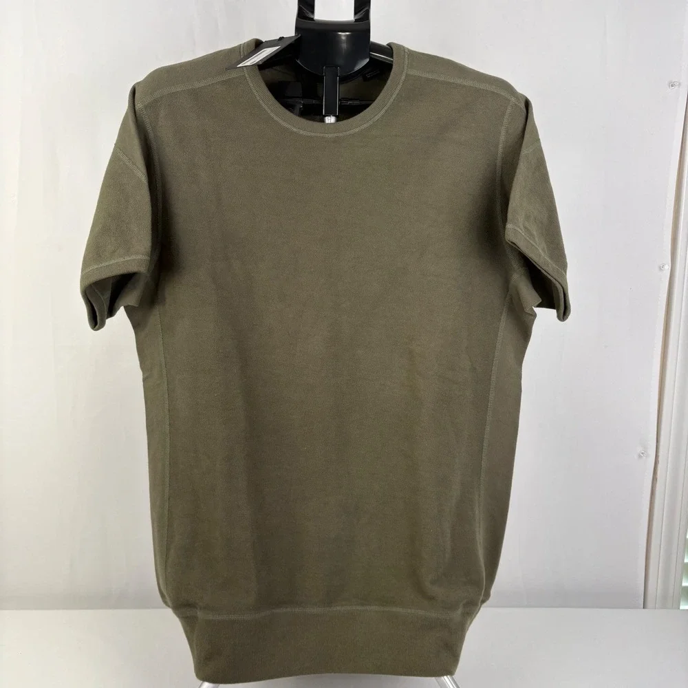 Wings + Horns Mens Sage Green LTWT Slub Short Sleeve Crew Sweatshirt‎ XL NWT